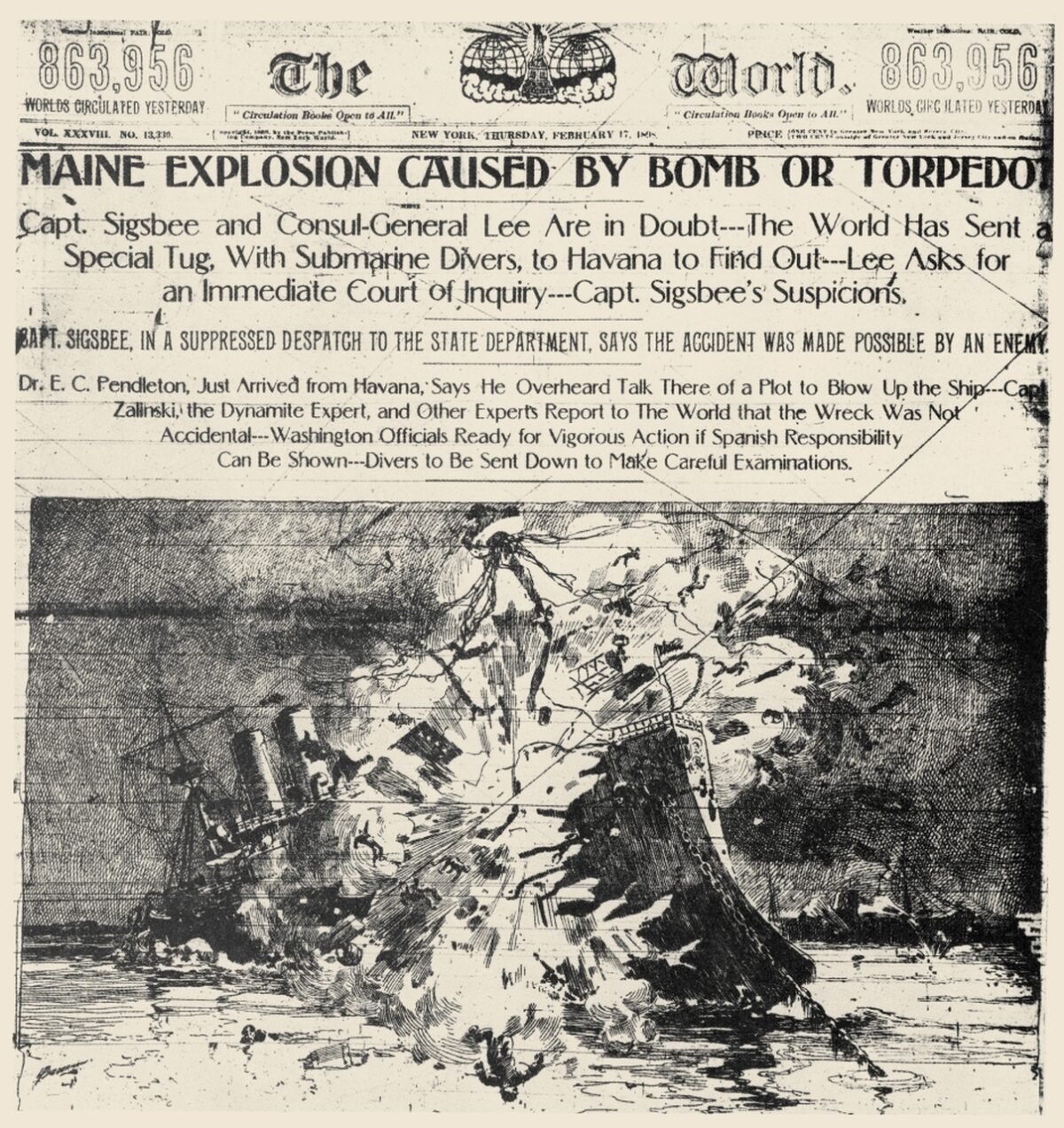 Sinking of the Maine illustration